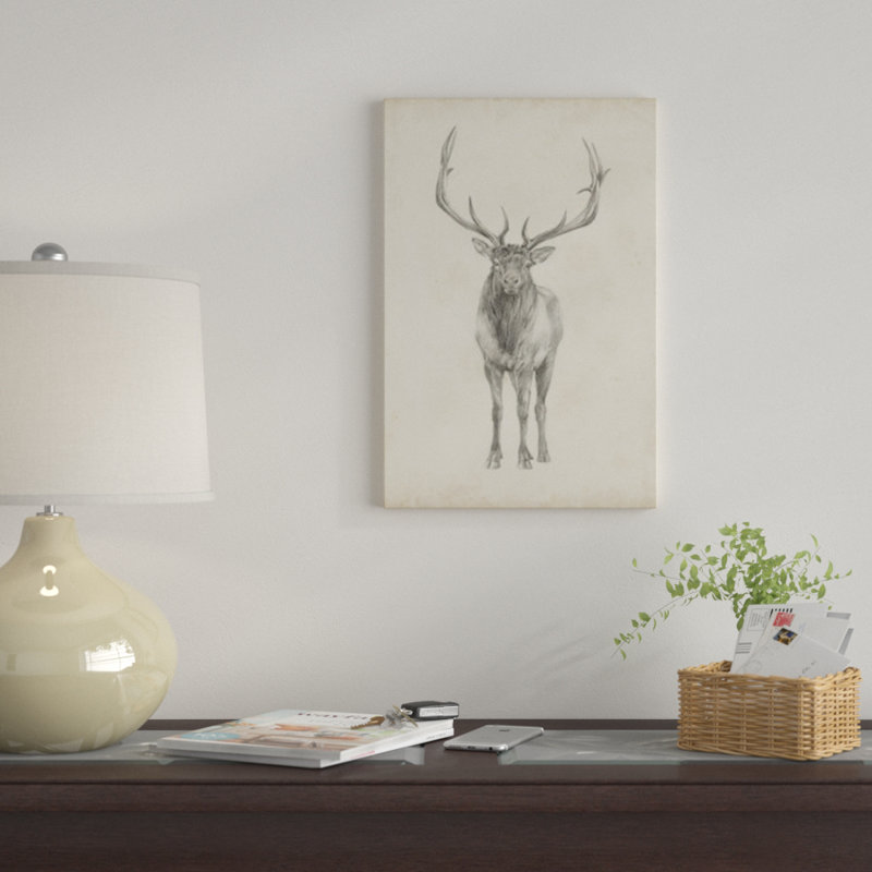 «Elk Study», reproduction sur toile, H 18 po x l 12 po x P 1,5 po, Toile tendue, Pas de tapis