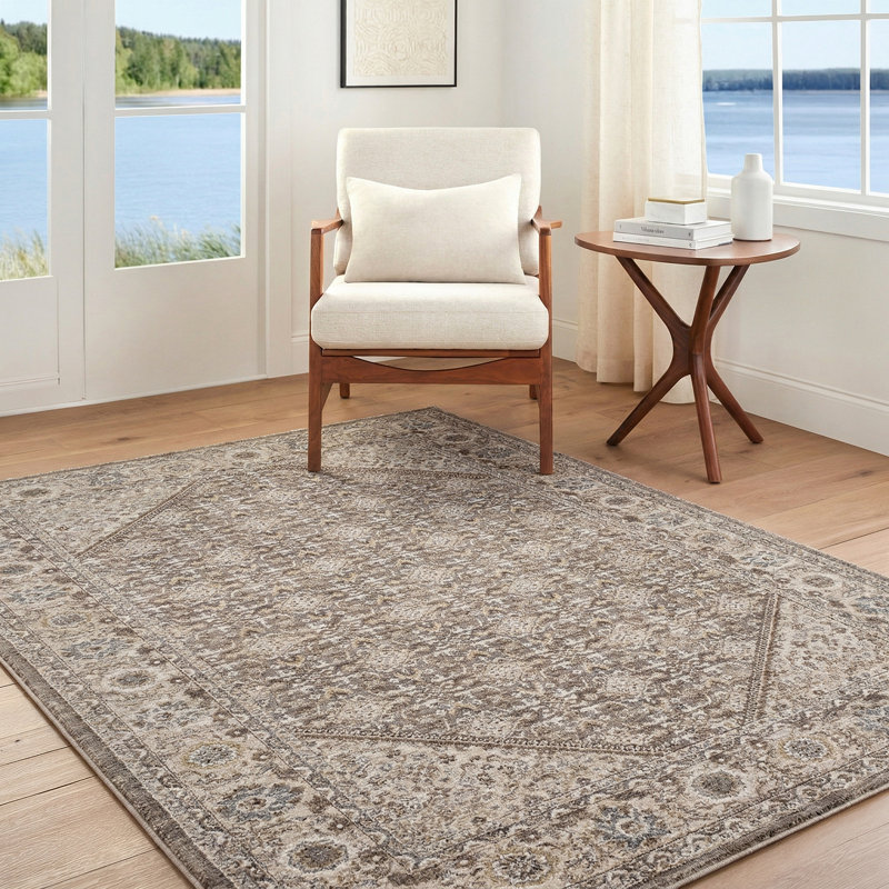 Moroccan Area Rug, Rectangle 200 x 290 cm, Taupe/Brown/Grey