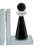 Modern Crystal Glass Bookends - Chess Piece Inspired Decorative Book Ends for Stylish Shelf and Home Decor - Set of 2, 7", Black and Clear