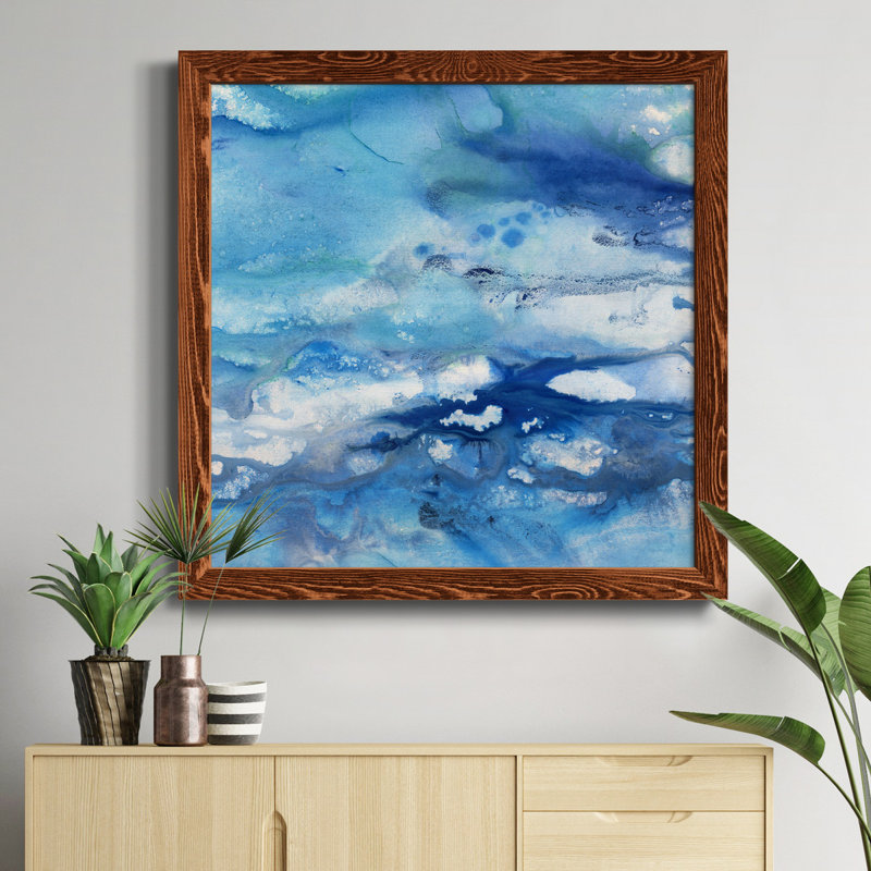 Marbré - peinture sur toile encadrée, Toile avec cadre argenté, H 34,5 po x l 34,5 po x P 1,5 po