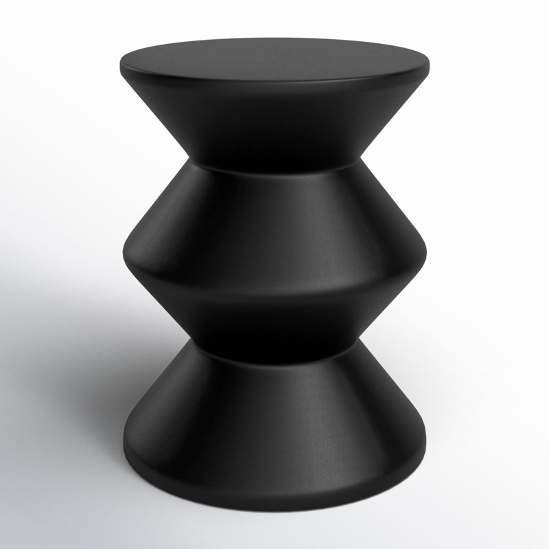 Black Geometric Concrete End Table