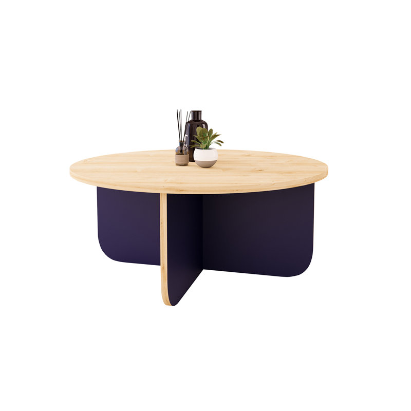 80cm Round Coffee Table - Modern Small Table for Living Room | Stylish Unique Centrepiece, Blue