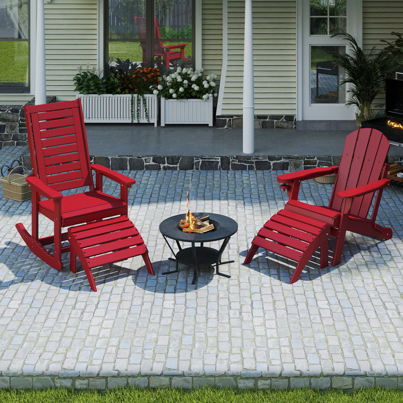 Ensemble de 4 repose-pieds Adirondack Hdpe Classic, Rouge