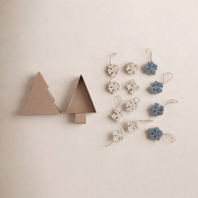 9-Piece Handmade Wool Felt Snowflake Ornaments