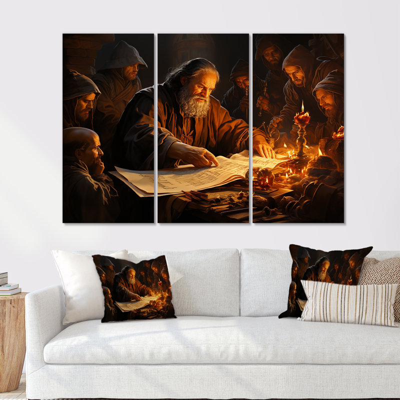 Ensemble de salon Judaism Talmudic Scroll Tales - Judaism Wall Art, H 32 po x l 48 po