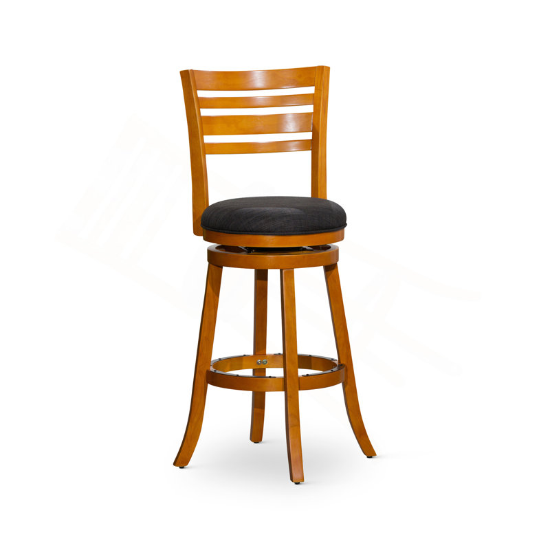 Tabouret pivotant à lattes de 30 po de hauteur de bar, siège en tissu, Siège gris / cadre jaune