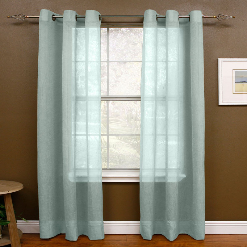 Crotzer 100% Polyester Sheer Voile Solid Color Curtain Panel with Grommet Top, 48" W x 95" L, Blue