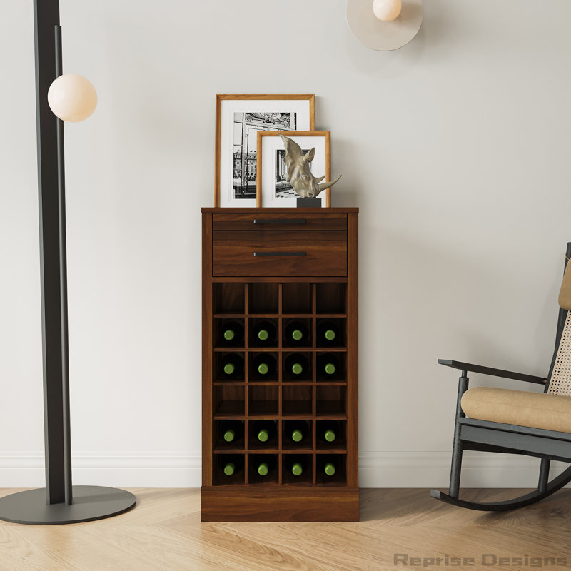 Modular 24 wine bar cabinet Buffet Cabinet, Walnut Brown