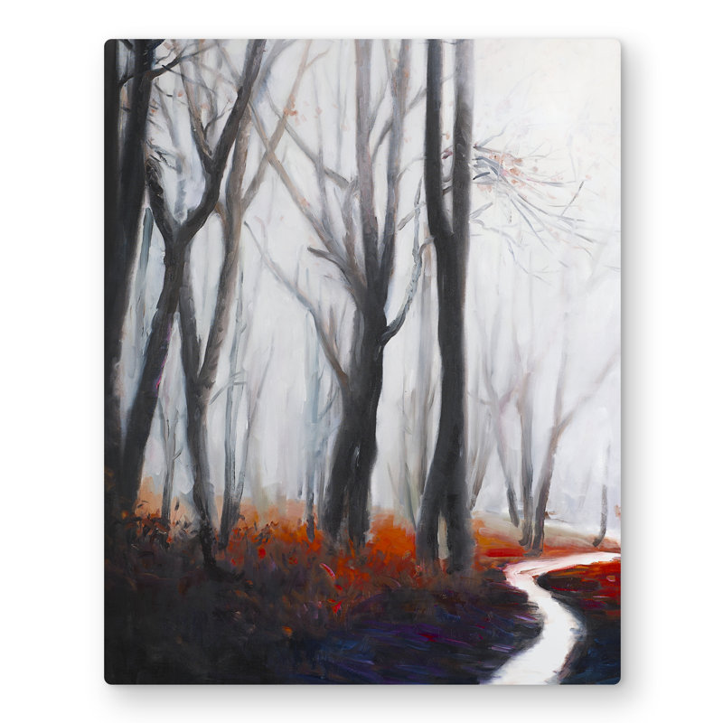Mysterious Forest with Stream - Black Metal Wall Art Decor