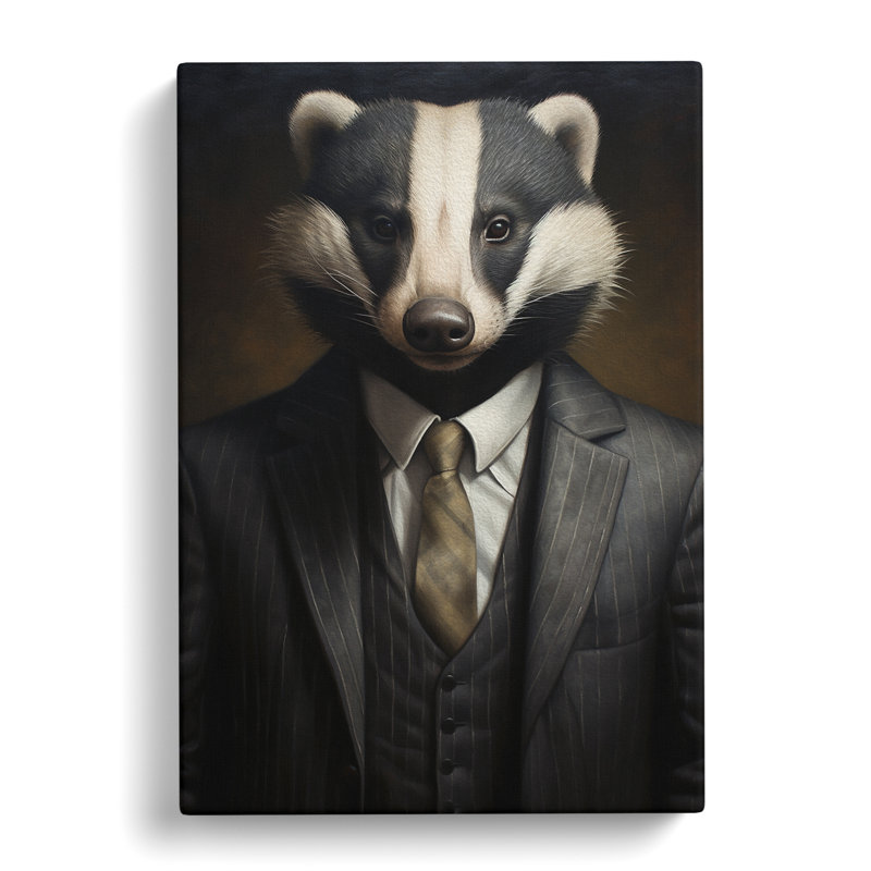 Badger In A Suit Painting No.2 - Wrapped Canvas, 60cm H x 40cm W x 3cm D