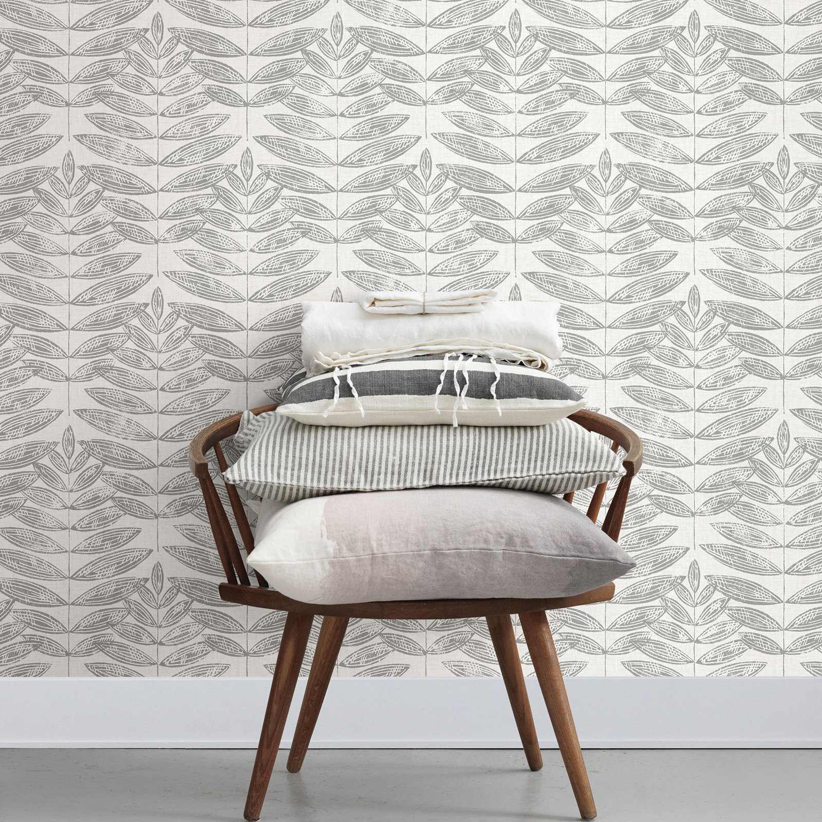 Aldusa Leaf Non-Pasted Wallpaper Roll , Dove