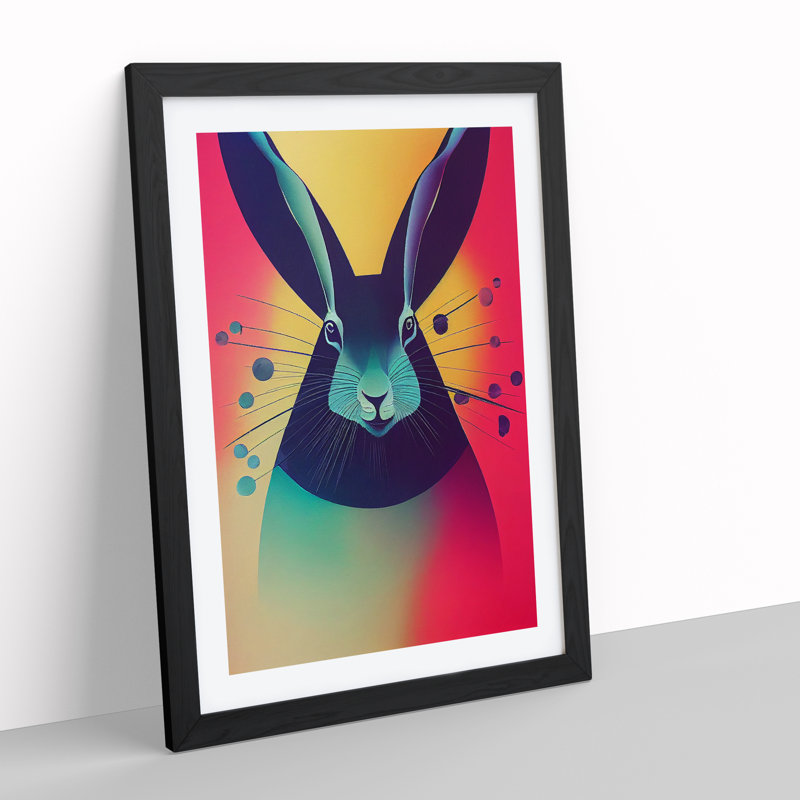Vivid Hare Abstract - Single Picture Frame Print, Black Framed, 64cm H x 46cm W x 2cm D
