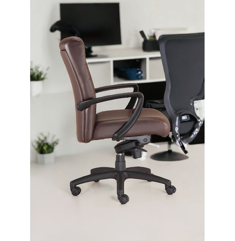 Aoilisa Adjustable Swivel Faux Leather Rolling Office Chair, Brown