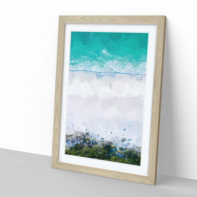 Walking on the Beach in Abstract - Picture Frame Graphic Art Print, 60cm H x 40cm W x 2cm D, Oak