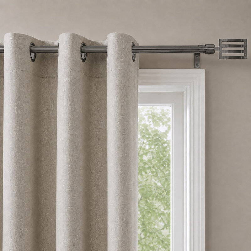 Wave Steel Adjustable Single Curtain Pole, Graphite