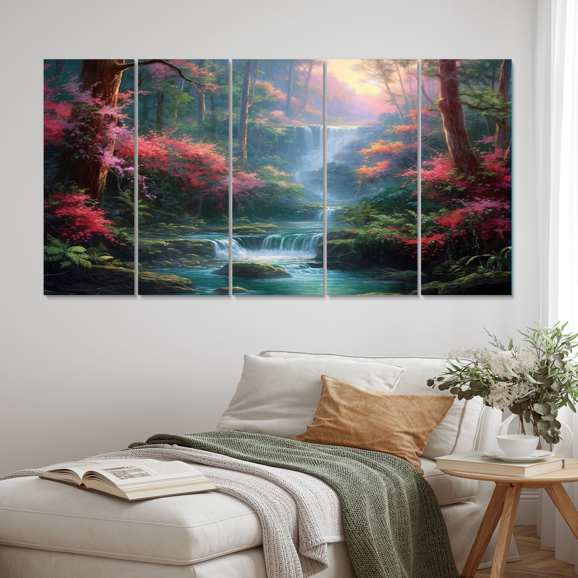 Millwood Pines Pink Green Dusk's Embrace Landscape II - Lakes & Rivers ...