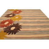 Hand Tufted Wool Floral Area Rug in Blue