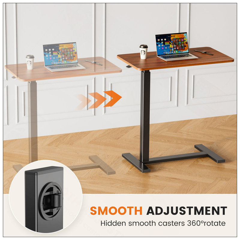 Bureau mobile polyvalent et réglable pour divers réglages et utilisateurs, Brun / noir