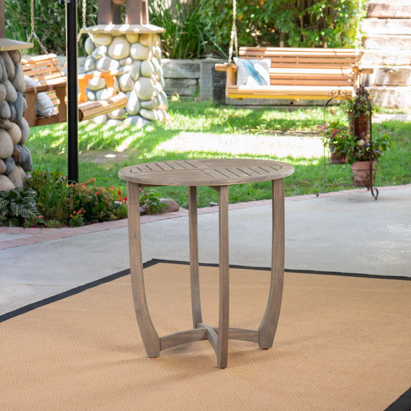 Table de salle à manger ronde en bois massif (table seulement), Gris