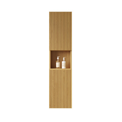 Armoire murale de 59 po de hauteur pour salle de bain, armoire de rangement étroite avec portes et tablettes, idéale pour les petits espaces, applicable à la salle de bain, au salon et à la buanderie, couleur grain de bois de chêne Corolla