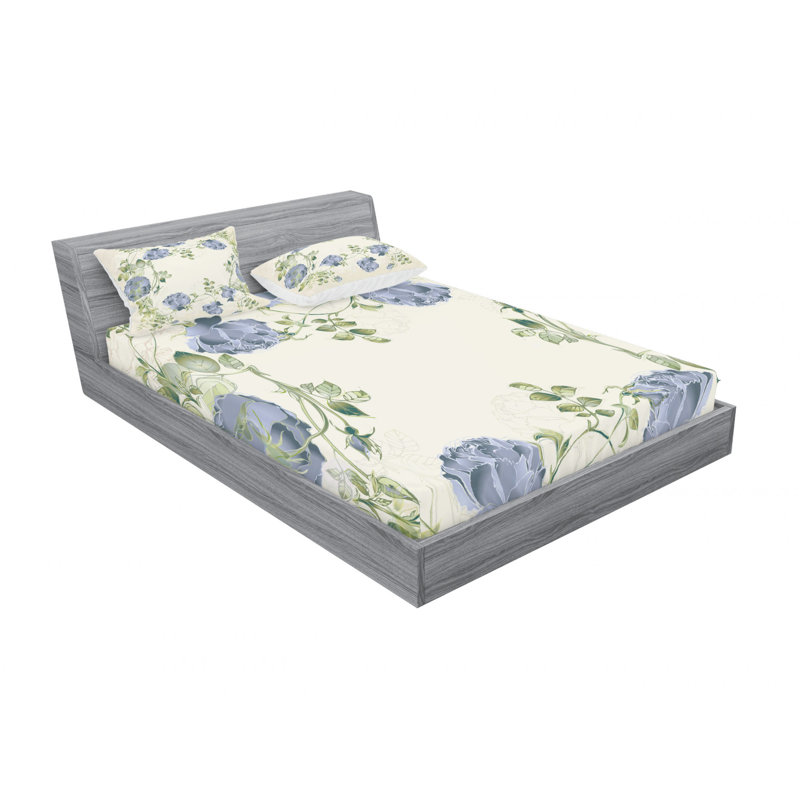 Microfiber Floral Sheet Set, Queen Sheet Set with Fitted Sheet