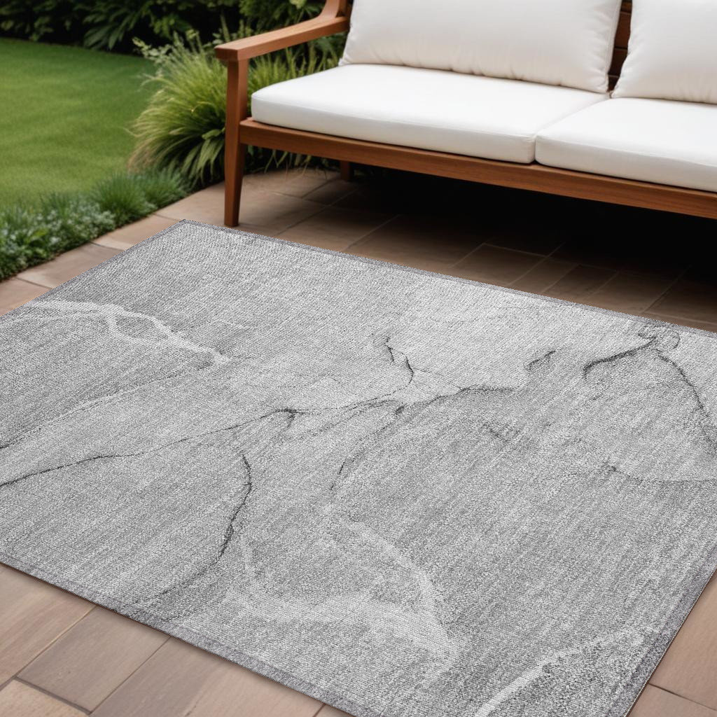 HomeRoots 10' X 14' Gray Abstract Washable Non Skid Indoor Outdoor Area ...