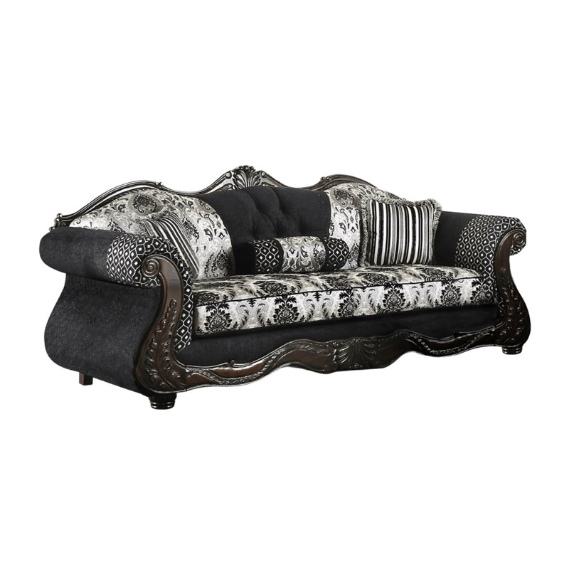 Canapé traditionnel l 94,4 po, Noir