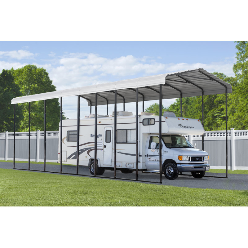 Galvanized Steel Rv Carport, 14X38X14, Eggshell