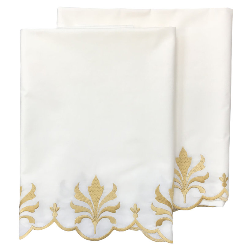 Rochelle 275 Thread Count Egyptian-Quality Cotton Percale Pillowcase, Gold, King