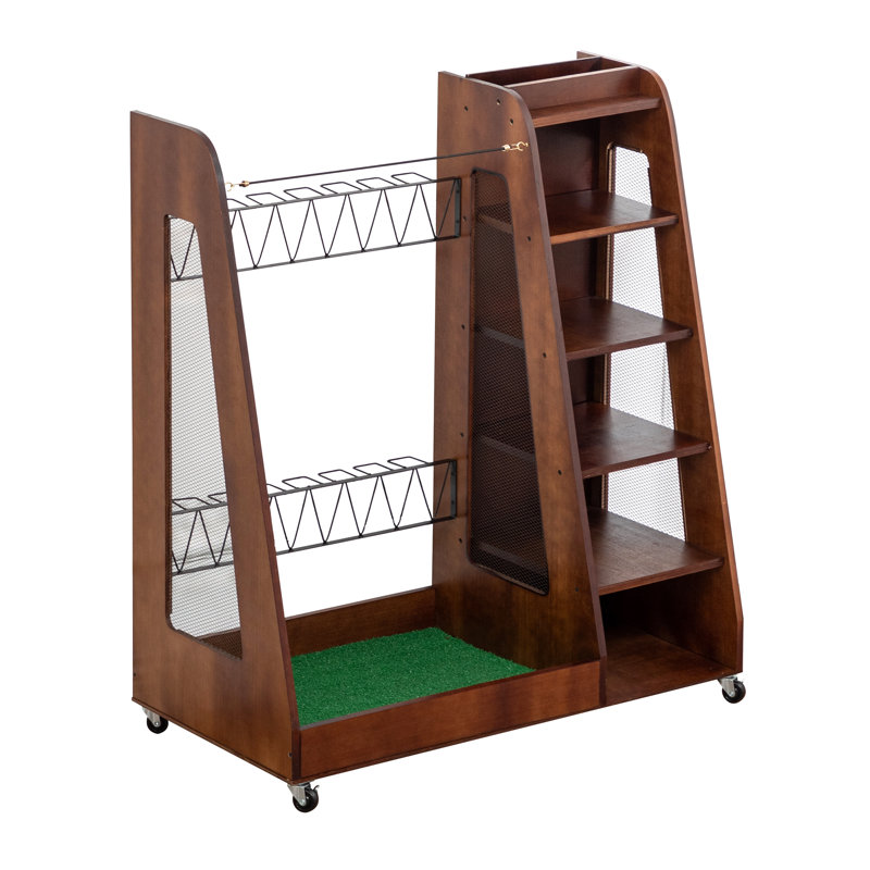 Support de rangement pour club de golf en bois avec roues Bowie, Brun