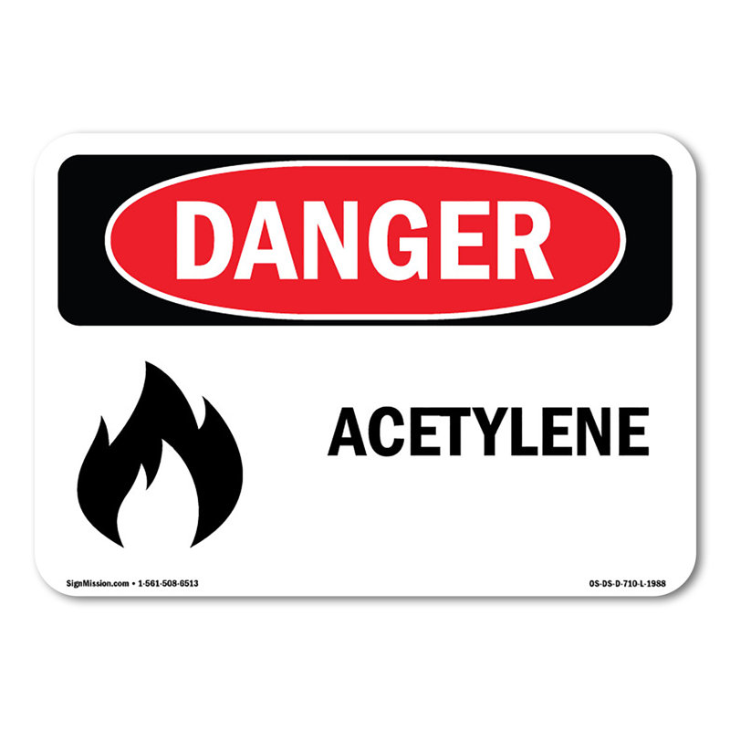 Plaque en plastique d'acétylène 14 po x 10 po