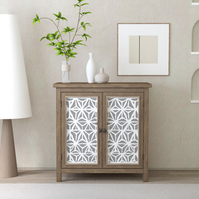 Rustic Storage Cabinet, 31.89" x 15.75" x 32.28", Solid Wood, 1 Piece, Brown Antique White