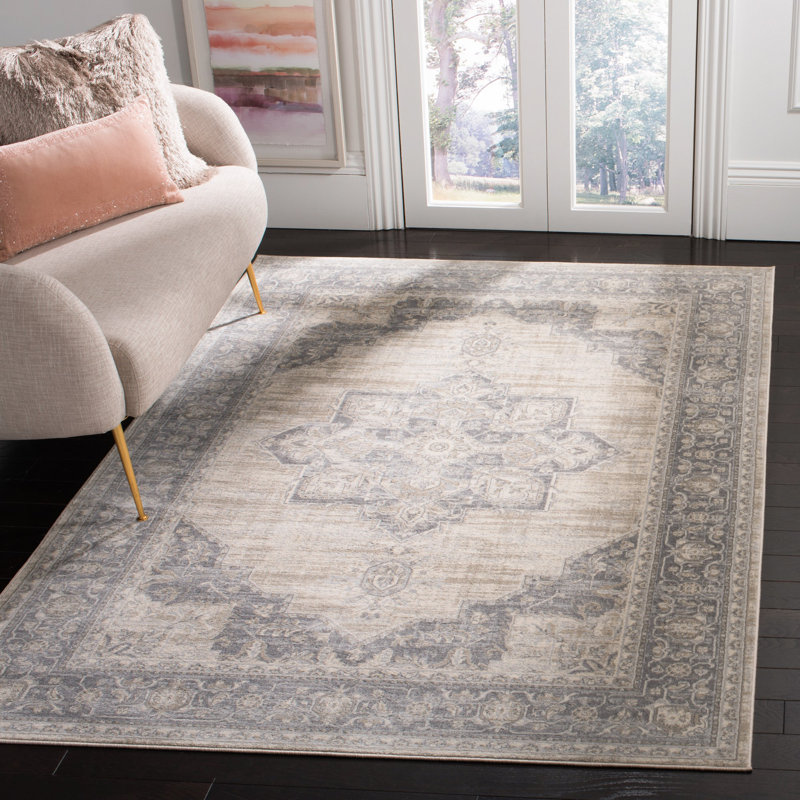Brentwood Cream and Gray Synthetic 10' x 13' Area Rug