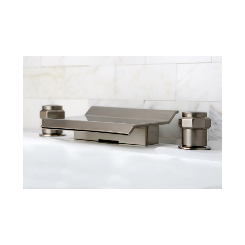 Milano Double Handle Deck Mounted Roman Tub Faucet, Brushed Nickel
