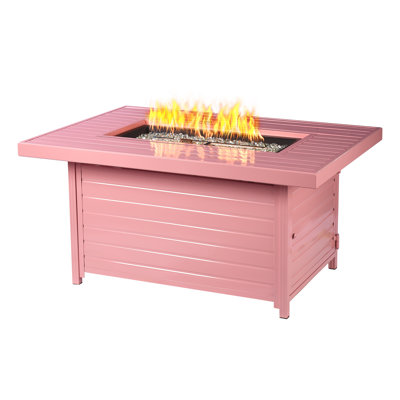 Yahya Rectangle Aluminum Propane Smokeless Fire Pit Table with Hidden Fuel Tank