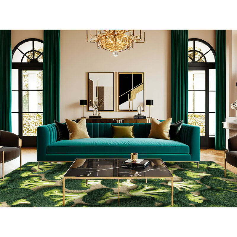  Tapis lavable avec légumes Broccoli, Rectangulaire 2 pi x 3 pi