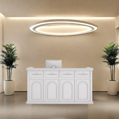 Vintage Style Computer Desk, Writing Desk, Front Desk, and Service Counter – Classic Design for Offices, Retail Stores, and Clothing Shops by OX Art Reception Desk