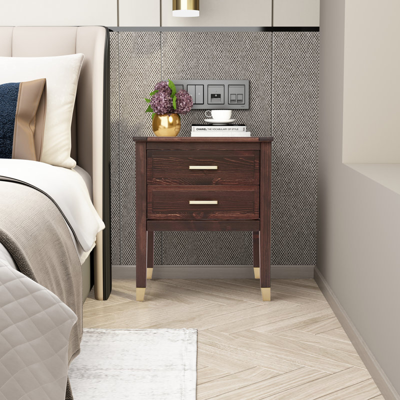 Cormac 50cm W Bedside Table, Brown