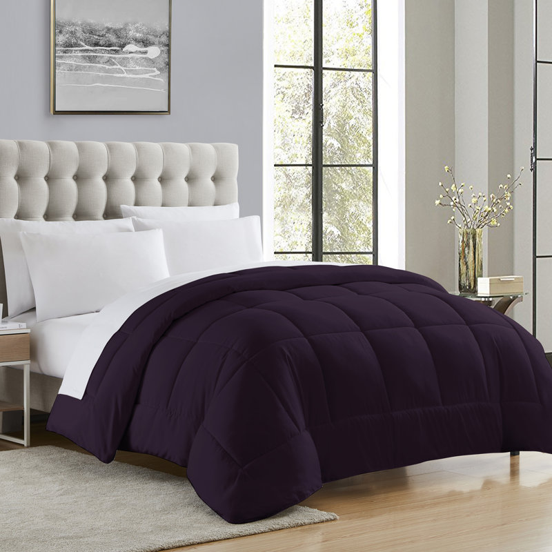All Season Down Alternative Solid & Reversible Comforter, King Comforter, Eggplant