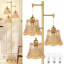 Lampe sur pied de style Mid-Century moderne avec 3 lumières réglables - Lampe sur pied en laiton vintage pour le salon, la chambre à coucher, la maison de campagne et le décor bohème - comprend des ampoules Edison
