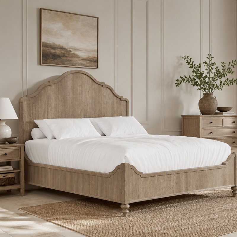 Queen Panel Bed In Sand Finish With Transitional Casual Design