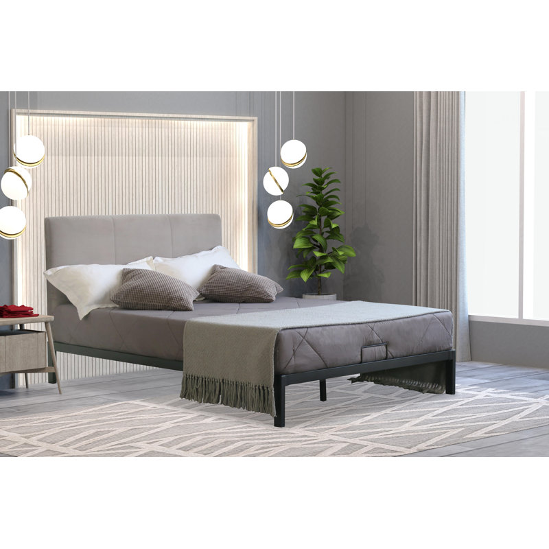 Inyokern Upholstered Bed, Grey, Double (4'6)