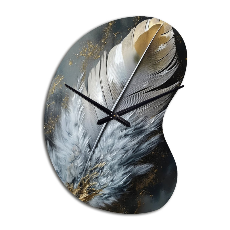 Horloge murale plume dorée Boho Chic Feathers, Petit