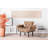Light Brown Wing Chair, 37.4 x 33.5 x 27.6 inches | 100% Metal Frame, Polyester Fabric, 5-Levels Adjustable Arms | Comfort Foam Seat (24 DNS) & Back | Perfect for Living Room, Office, & Reading Nook