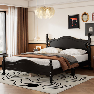 Queen Wood Platform Bed Frame, Platform Bed with Wooden Slat Support