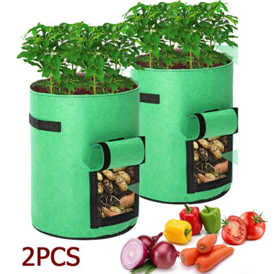 2 Pack 10 Gallon Grow Bags with 8 Side Grow Pockets, Planter Growing Kit with Reinforce Handles for Garden Strawberries, Herbs, Flowers (Set of 2)