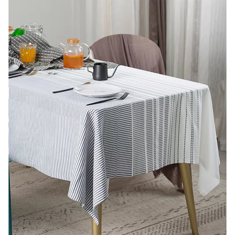 Wollert Striped 100% Cotton Tablecloth, 78" x 55"