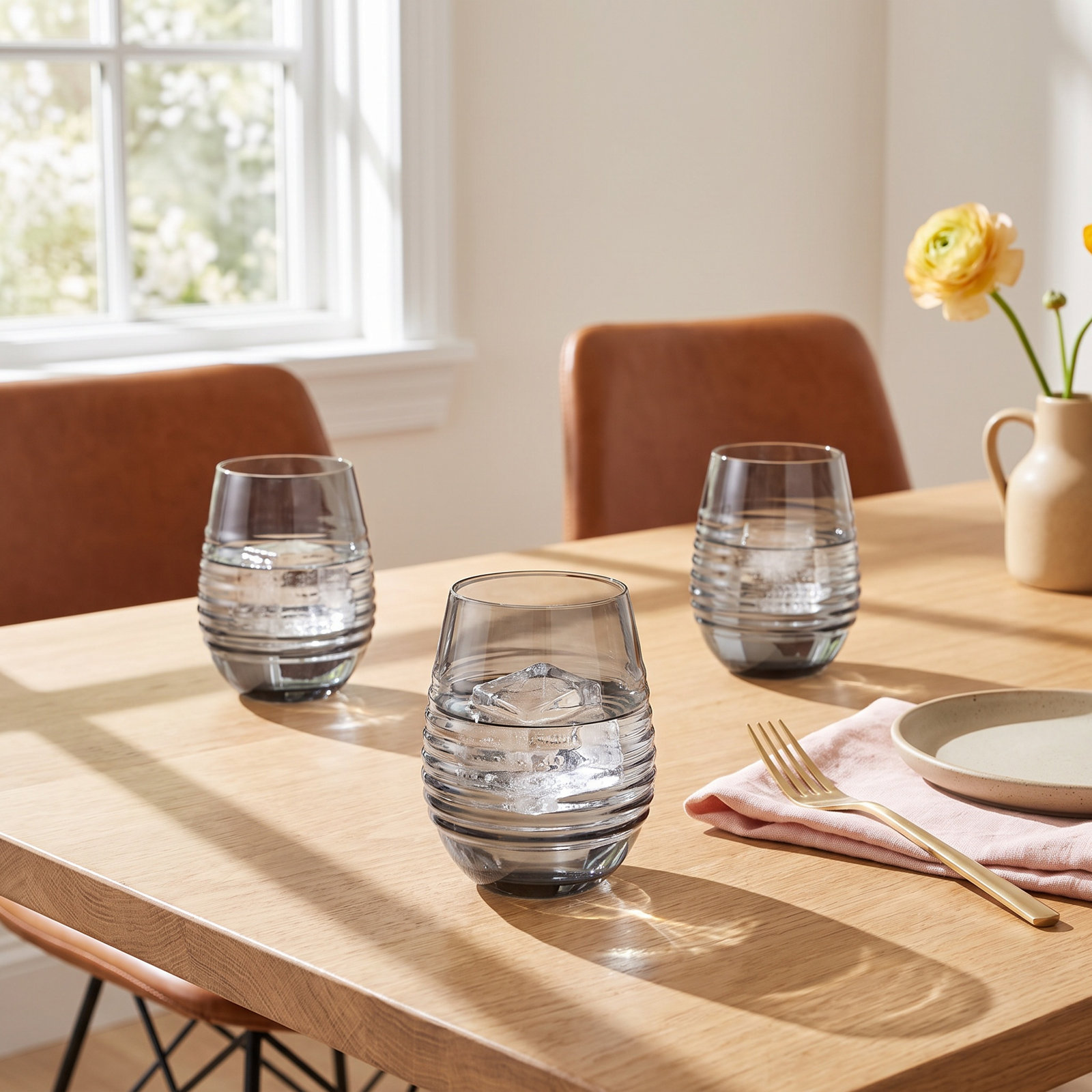 Mikasa Ciara 18 oz. Stemless Wine Glasses, Gray