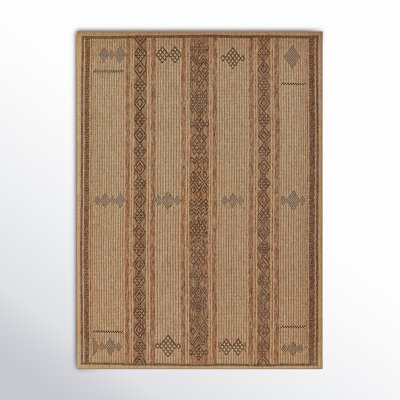Ava Brown Beige Geometric Outdoor Rug