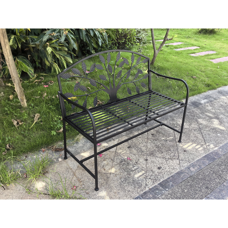 Banc d'arbre de jardin en métal, Noir, noir, noir, noir